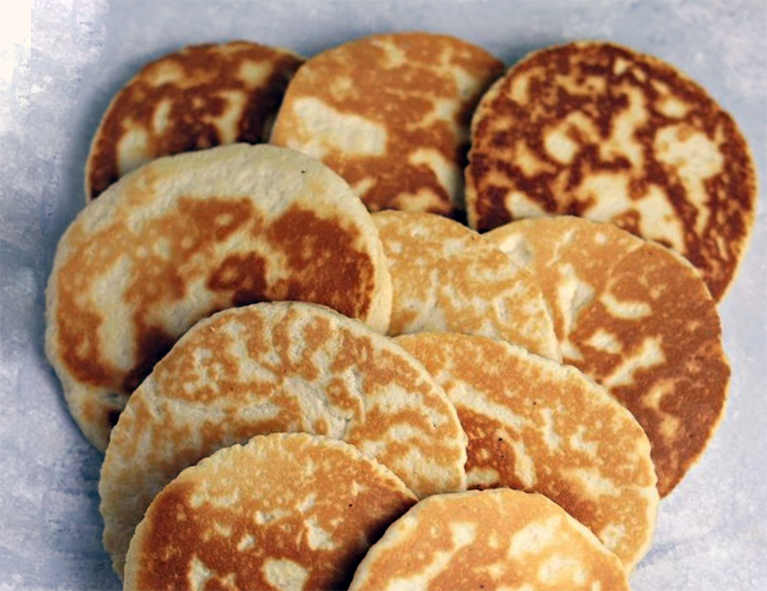 Irish slim cakes, griddle cakes against a grey background