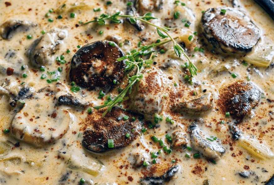 stewed mushrooms in milk
