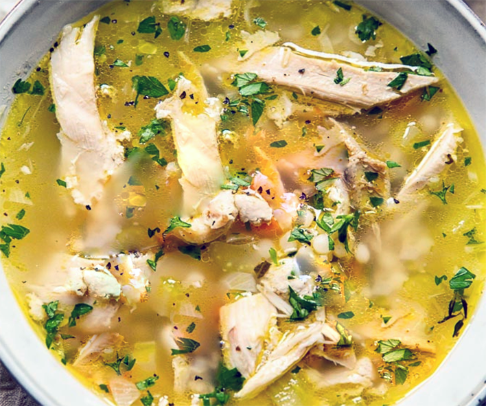 leftover turkey soup thickened with rice flour