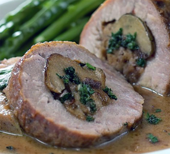 rolled veal filled with veal forcemeat or stuffing