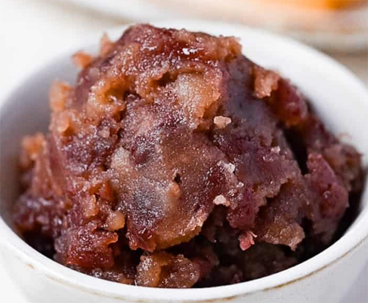 chunky anko japanese red bean paste in a bowl