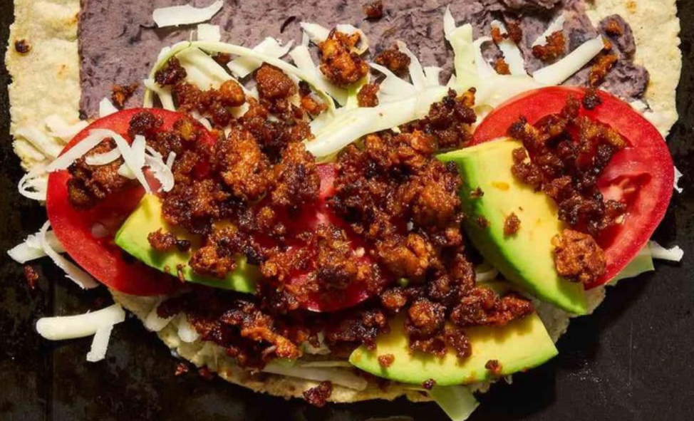 mexican cecina served on a tostada