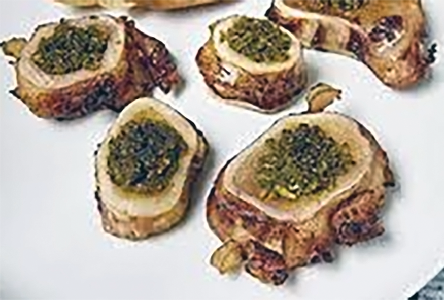 bone marrow croustades served on a plate