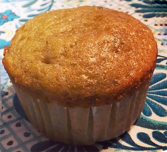 japanese knotweed muffin in a paper case on a tablecloth