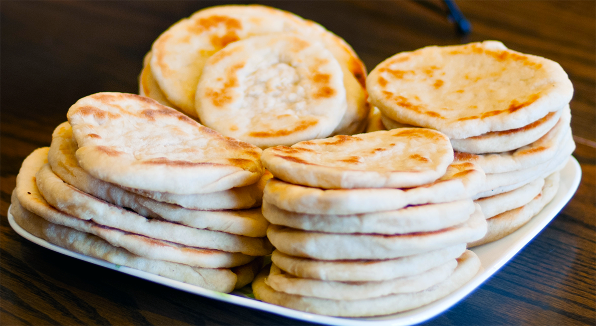 khoubiz, Lebanese flatbreads stacked on a plate