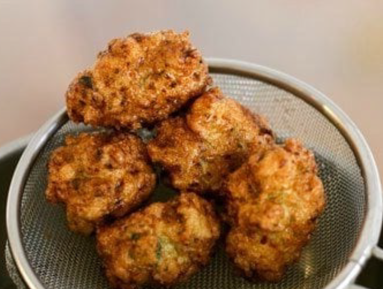 Korean fish cakes in a metal strainer