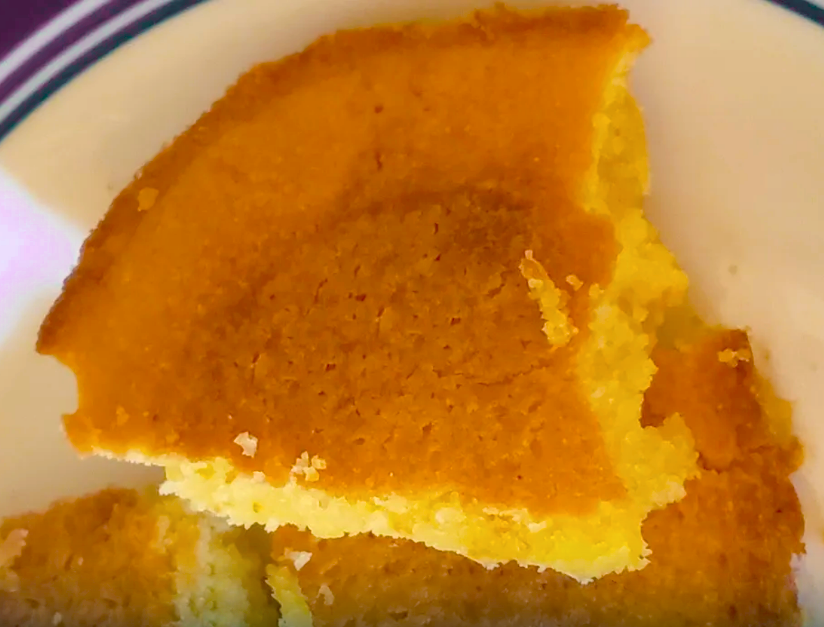 wedge of liberian cornbread arranged propped against another piece of cornbread