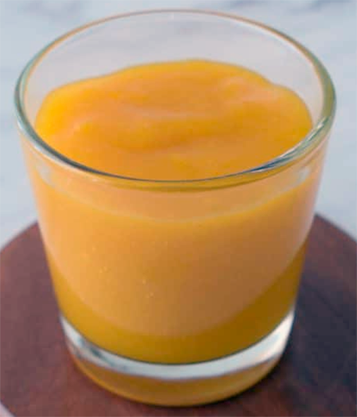 mango and ginger dipping sauce presented in a glass