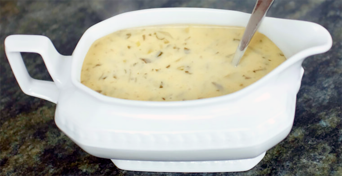 tarragon sauce in a sauce boat