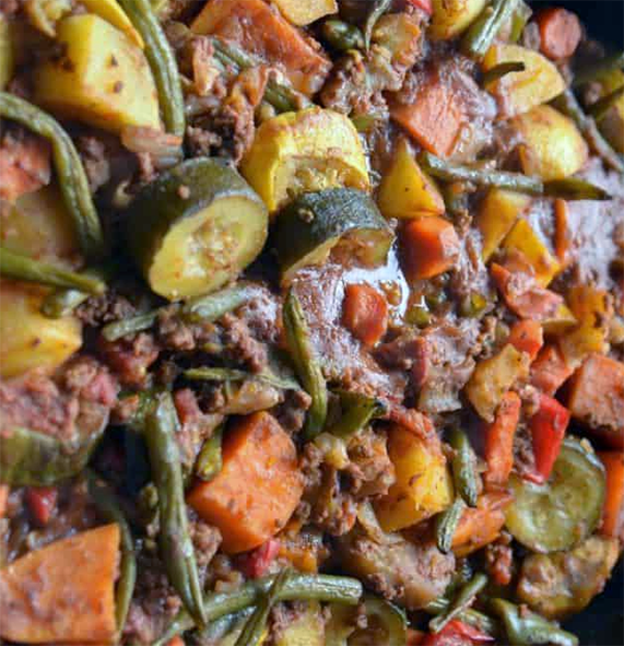 tourlu, armenian vegetable casserole in a casserole dish