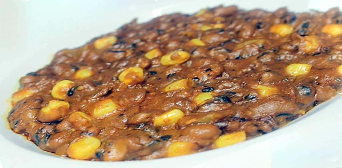 adalu, Nigerian bean and sweetcorn pottage served in a bowl