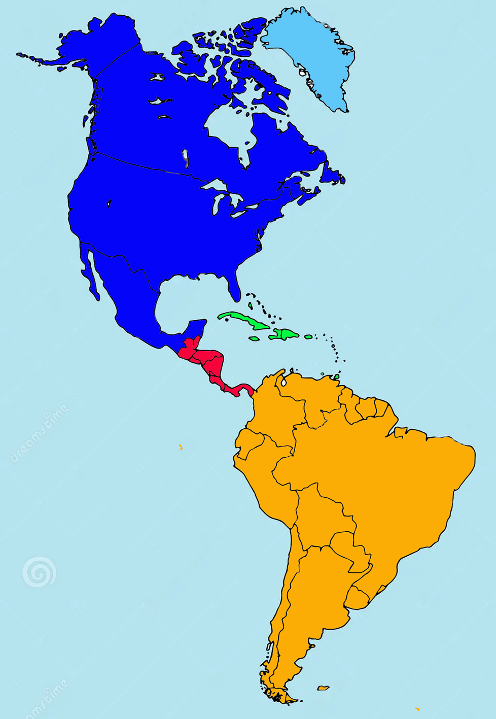 Map of the Americas.