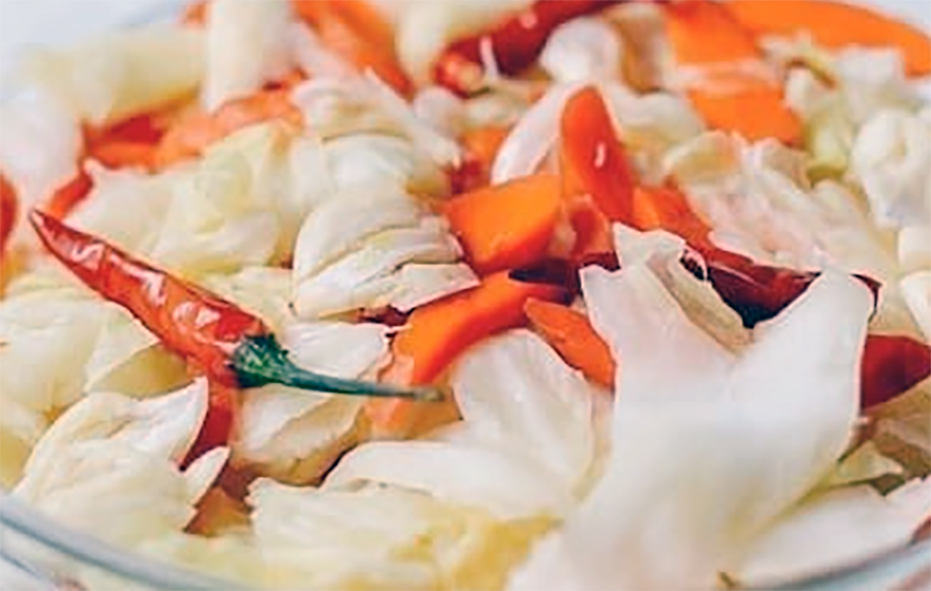 Pickled cabbage served in a bowl