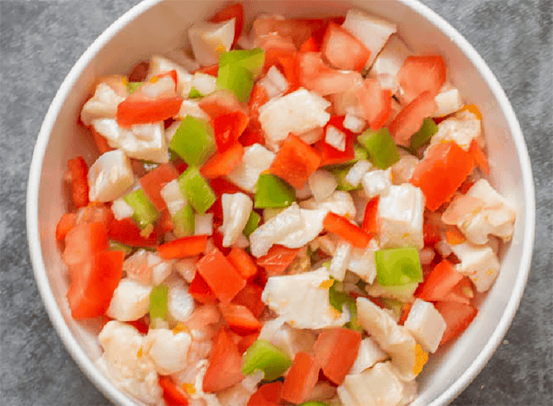 Bahamas conch salad served in a bowl