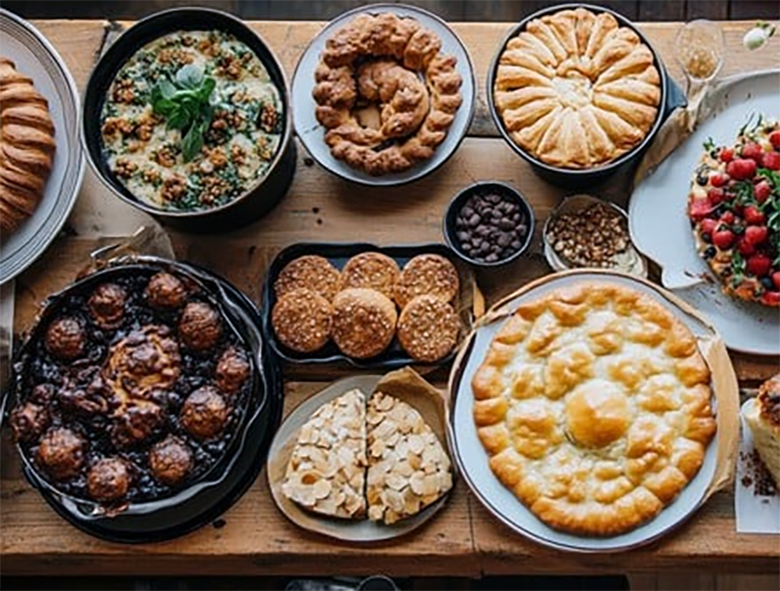A range of baked goods.