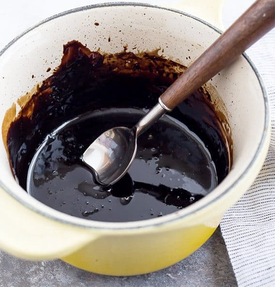 Balsamic sauce reduced by boiling