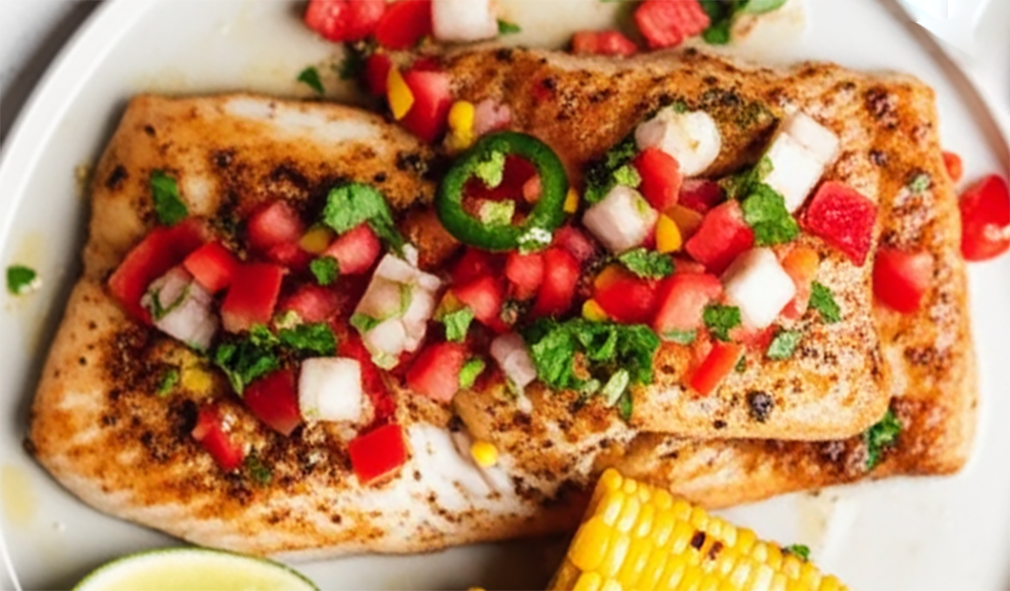 barbecued margarita grouper served topped with salsa