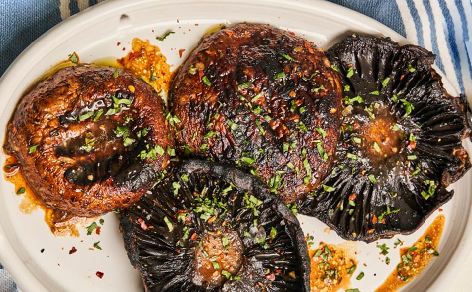barbecued marinated portobello mushroom caps