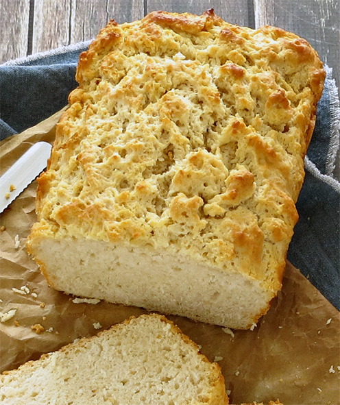 basic beer bread sliced to reveal the centre