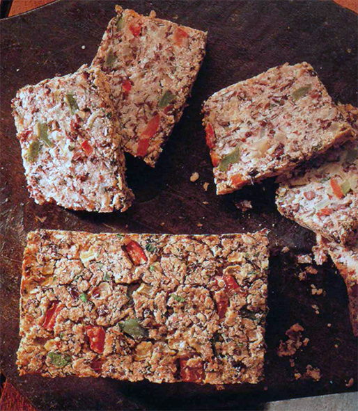 bean and gari loaf with slices arranged all around it