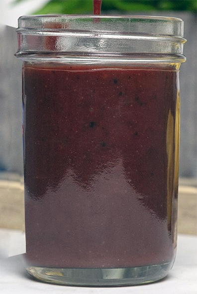 blackcurrant and lemon sauce in a jam jar