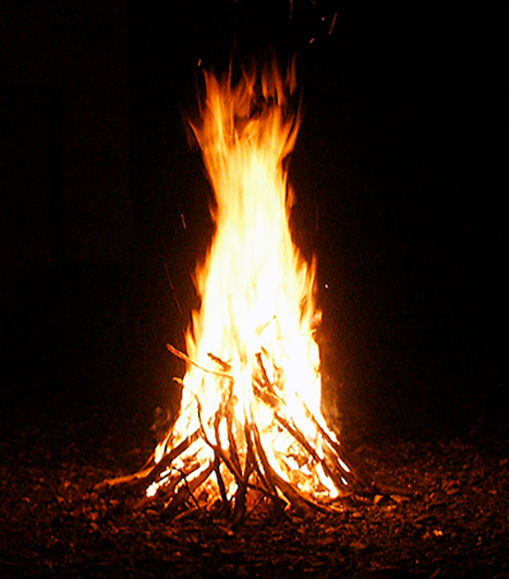 A lit bonfire for Bonfire Night (Guy Fawkes Night).