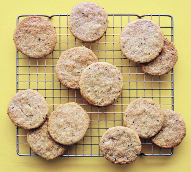 brooke priory caraway biscuits cooling on a wire rack