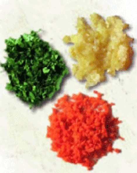 Brunoise of garlic, tomato and kale, cut into small dice