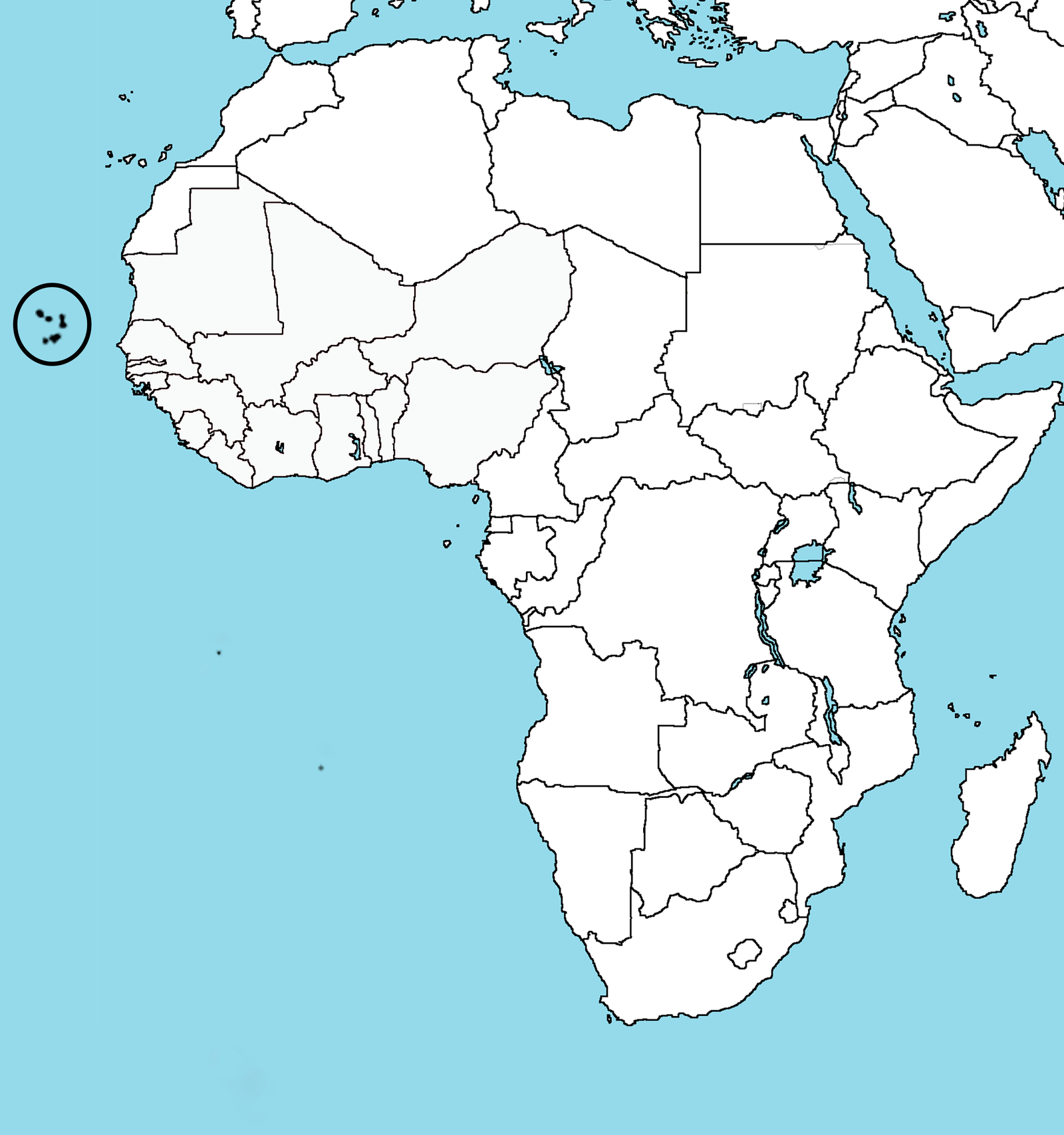 Location of Cape Verde in West Africa.