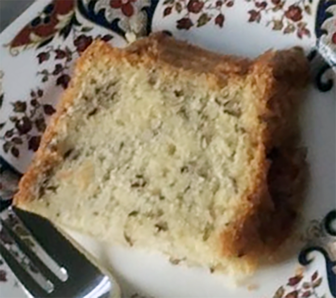 slice of caraway seed cake served on a plate