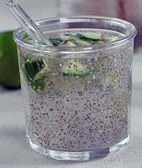 lime juice and chia seed fresca in a tumbler