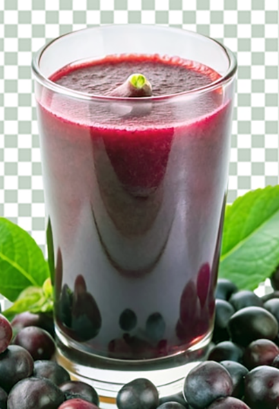 glass of crowberry juice surrounded by fresh crowberries