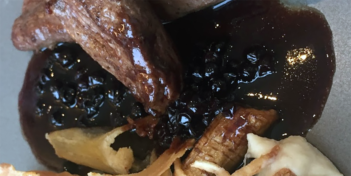 crowberry sauce served with venison and wild mushrooms