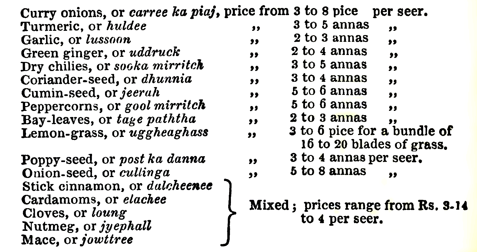 list of curry condiments and hot spice