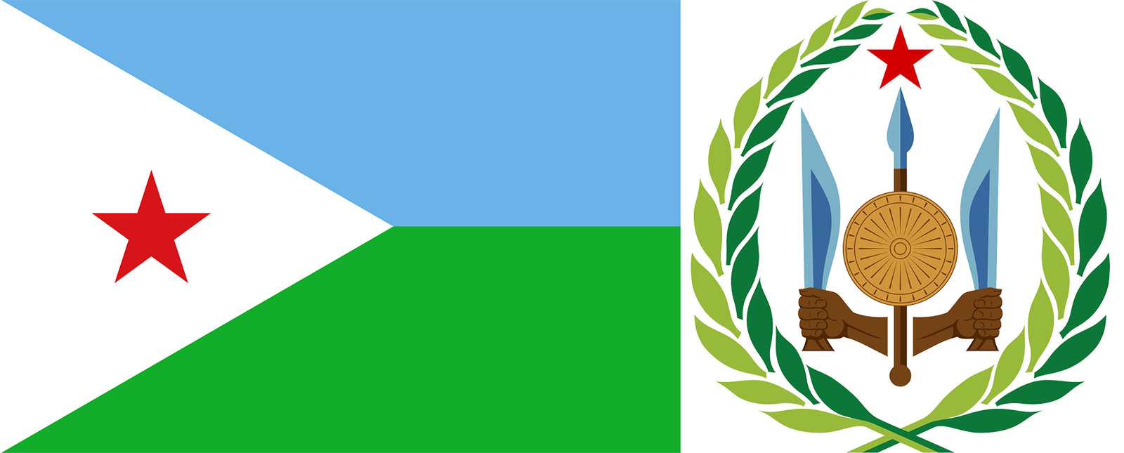 The flag and cemblem of Djibouti.