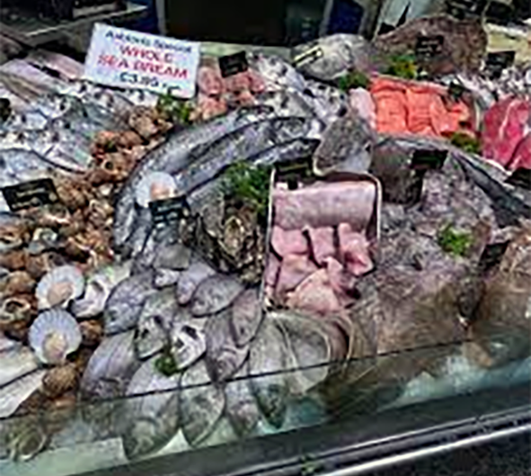 Fishmonger stall.