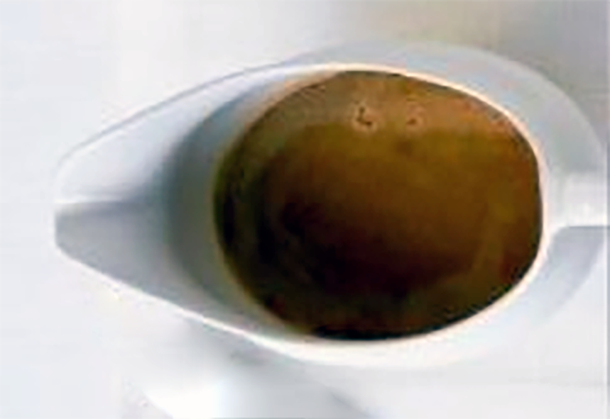 poivrade sauce in a white sauce boat