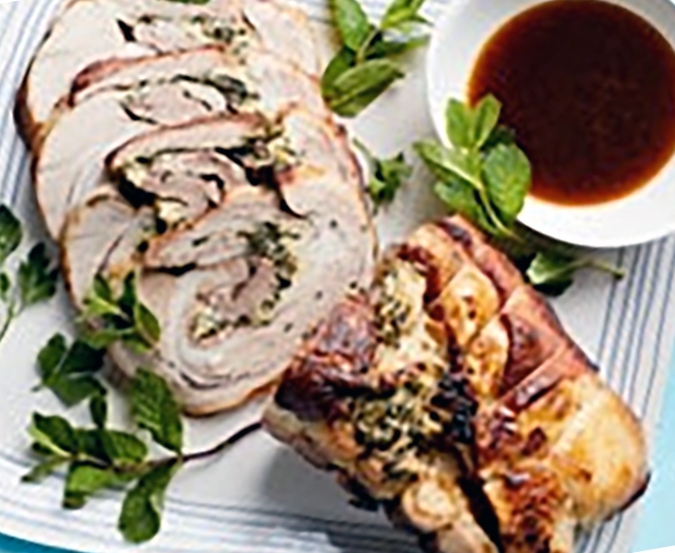 roast rolled breast of veal served with a melted butter and catsup sauce