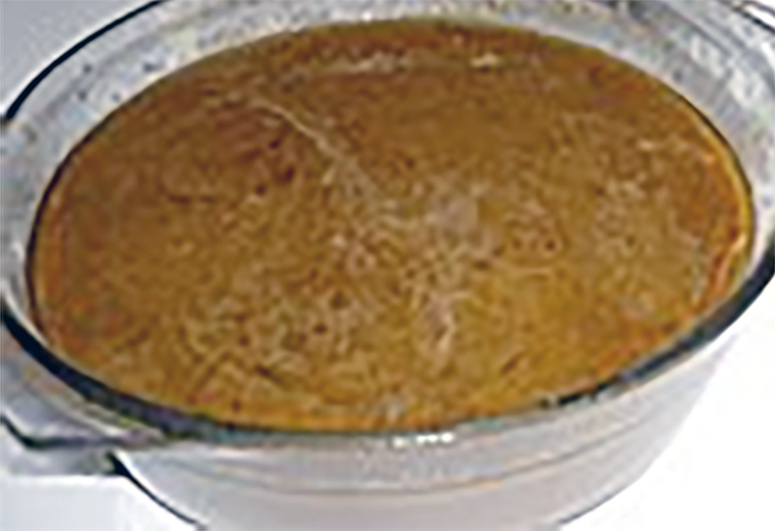 Salmis (game) sauce presented in a glass casserole dish