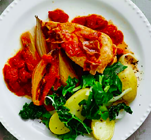 French style chicken and fennel braise served with potatoes