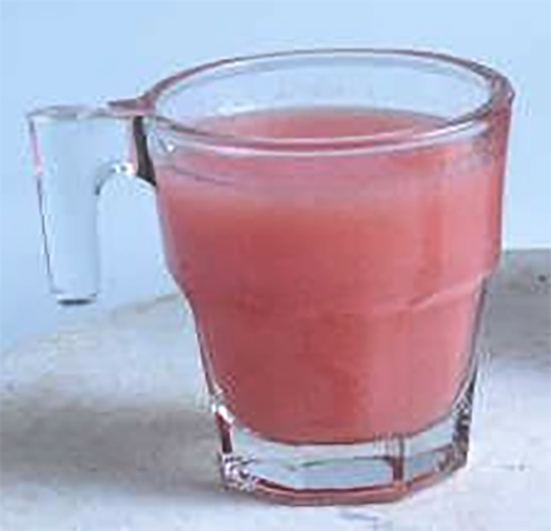 home-made guava nectar in a shot glass