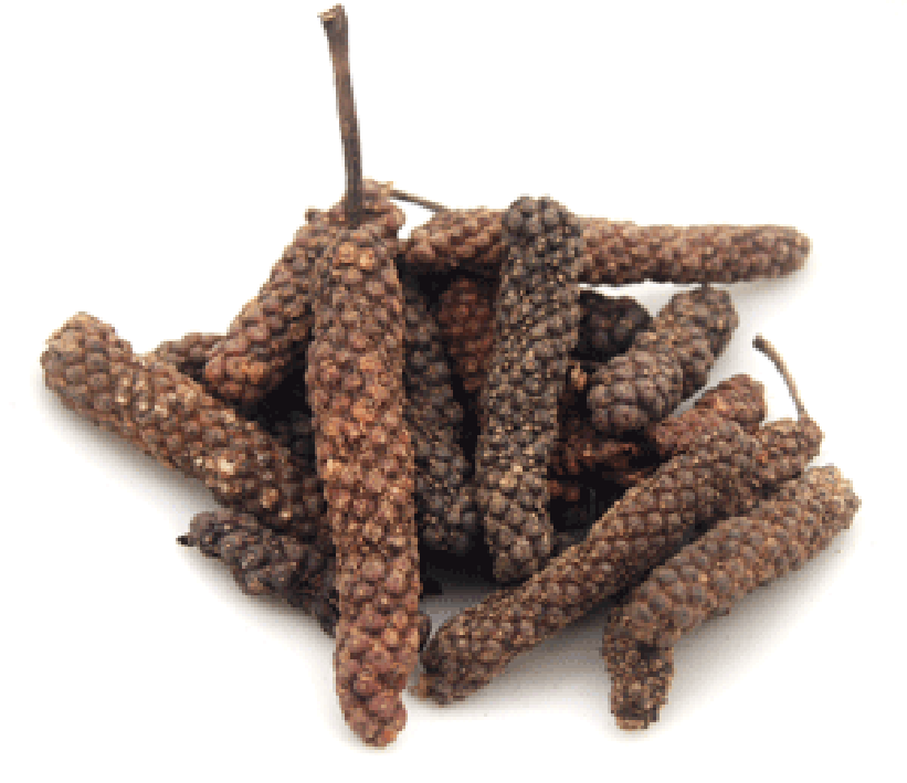 Pile of dried long pepper fruit