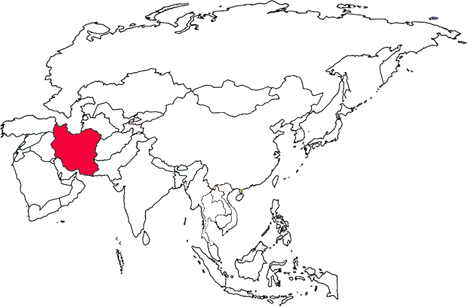 image of Iran, in relation to Asia.