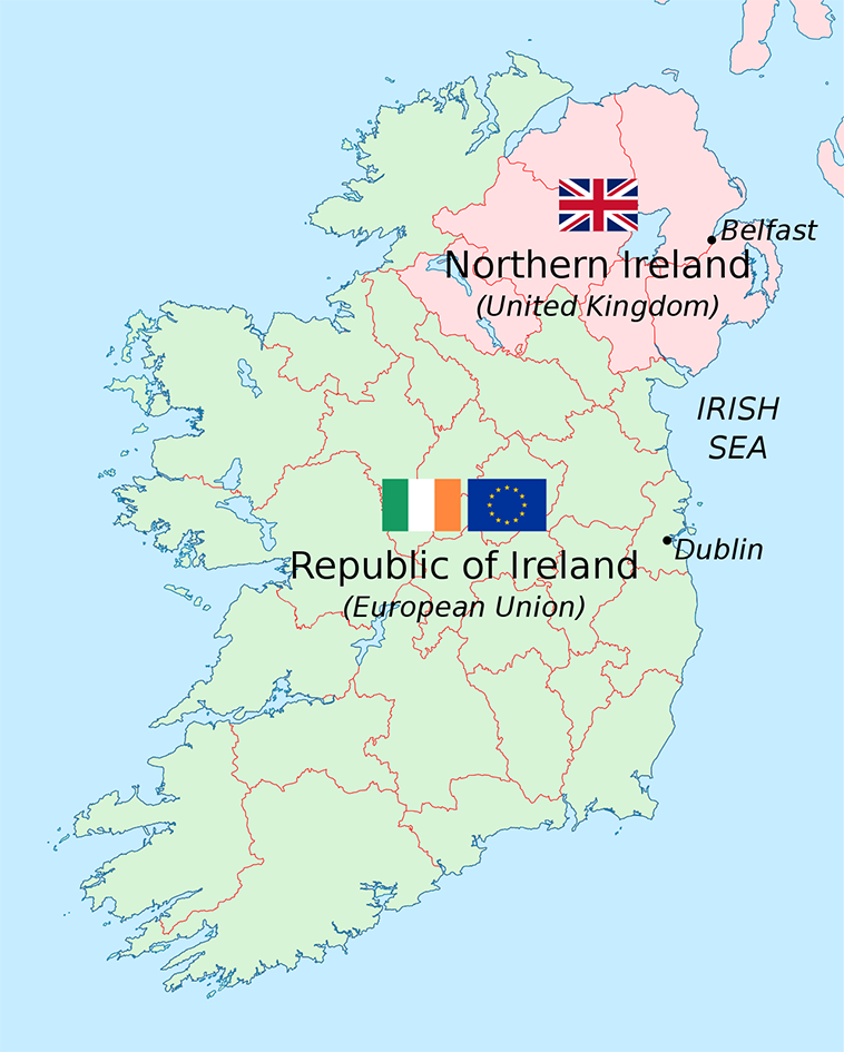 Political map of ireland.