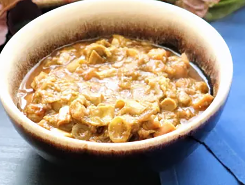 japanese knotweed and apple chutney served in a bowl