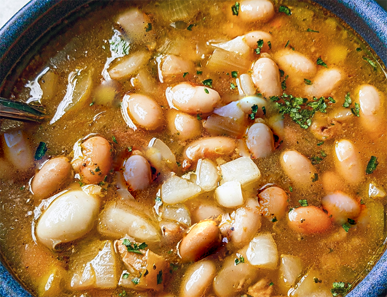 Jersey bean soup served in a bowl