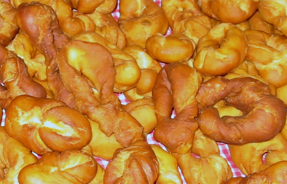 Jersey wonders arranged on a market stall