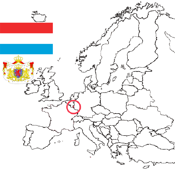 Location of Luxembourg in Europe.