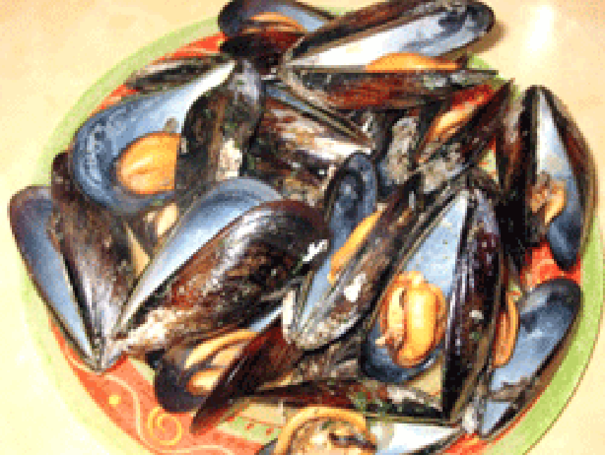 Classic Moules Mariniere served in a bowl