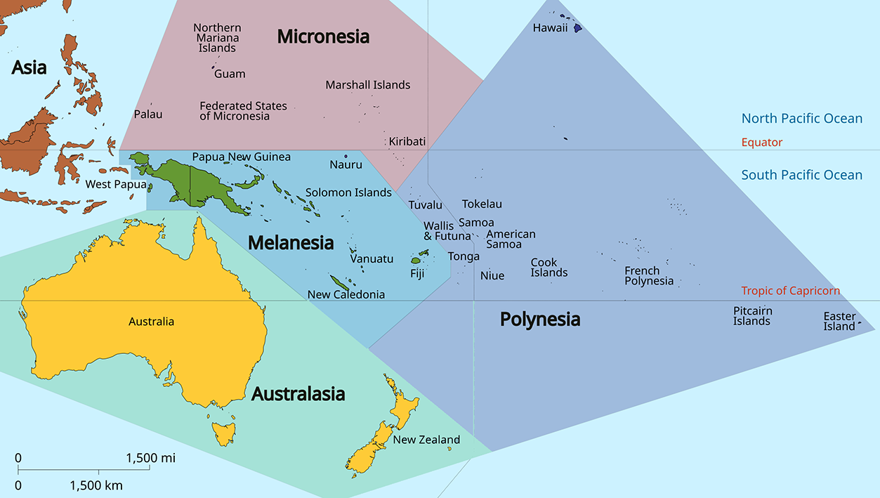 The map of Oceania.